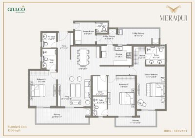 Gillco Meraqui 3 BHK floor plan thumbnail