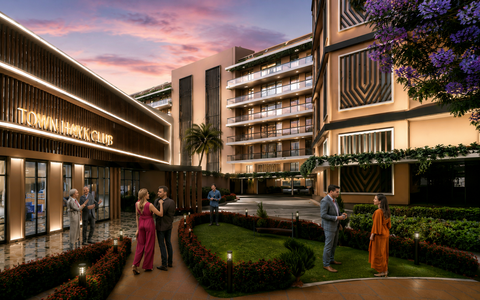 Townhawk Club and landscaped social spaces at Amayra Trillium