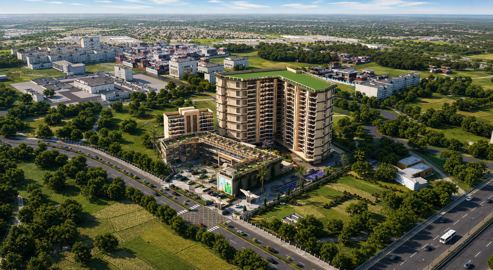 Aerial view of Amayra Trillium and its Greater Mohali surroundings