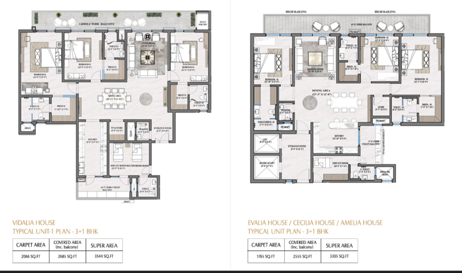 Opus One 3+1 BHK floor plan