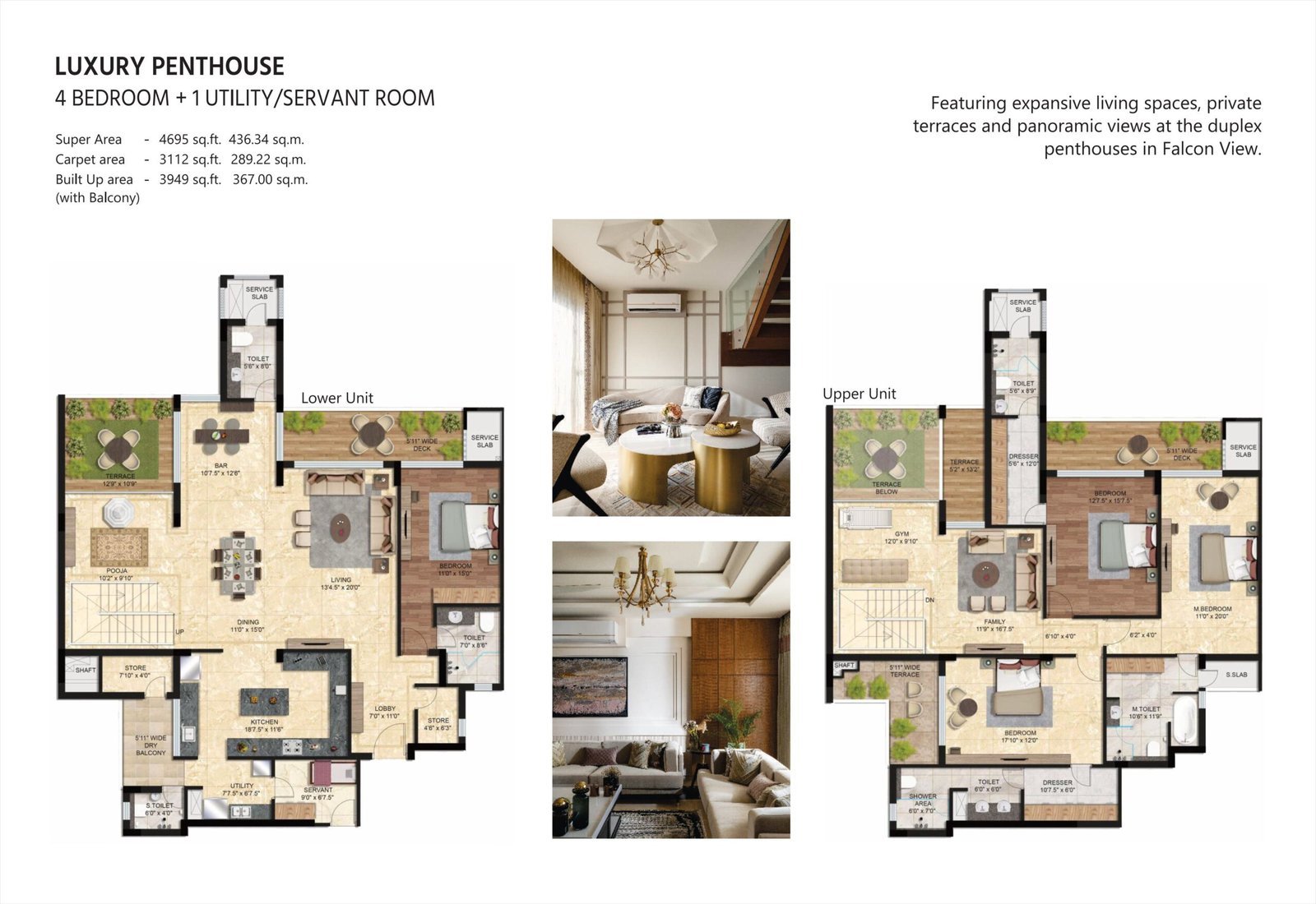 4 BHK Duplex penthouse floor plan