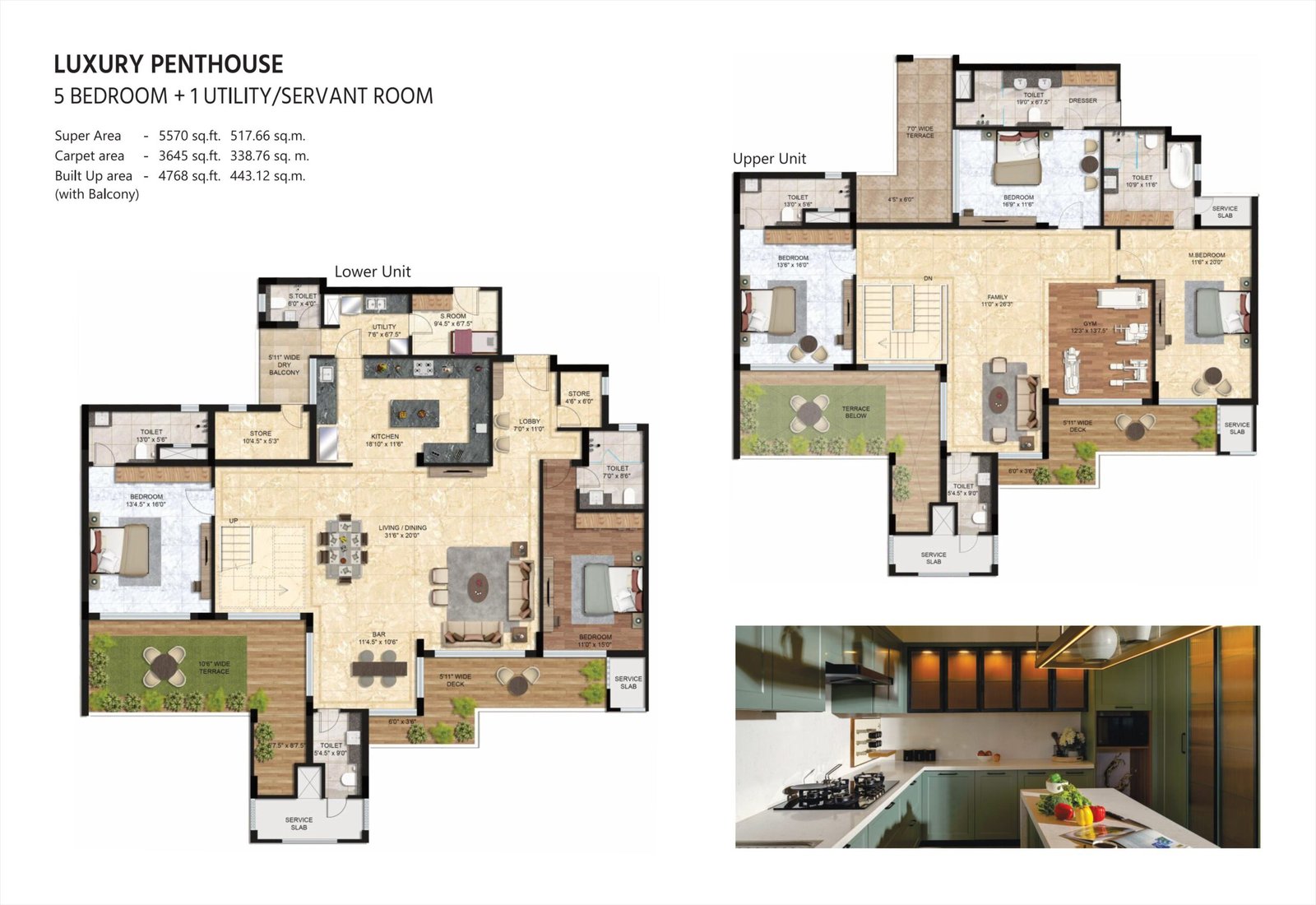 5 BHK Duplex penthouse floor plan