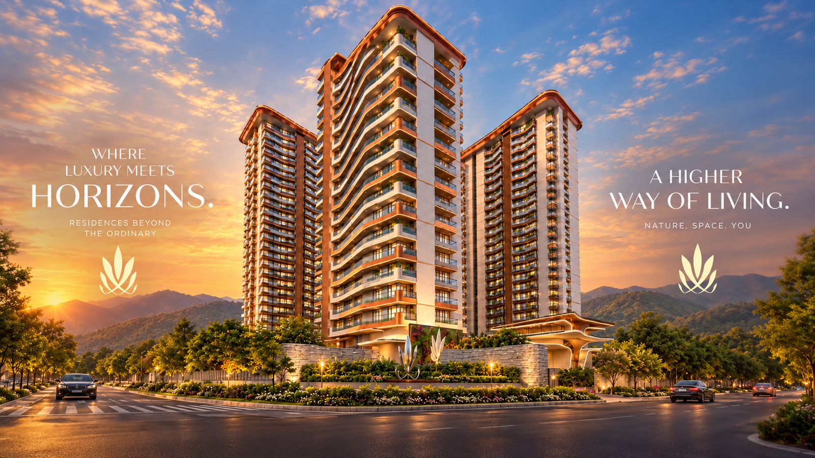 The Tiara golden towers beneath a mountain sunset